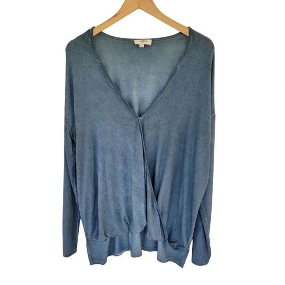 Umgee Dolman Sleeve Wrapped Boho Top Stone Blue Women Size S Oversized